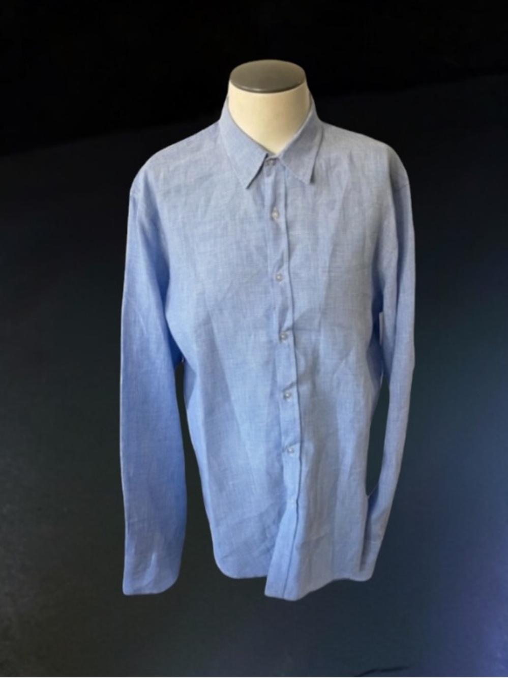 SAKS FIFTH AVENUE 100% LINEN BLUE SHIRT SIZE LARGE